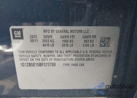 2011 Chevrolet Malibu Ls из США, поврежденный, VIN 1G1ZB5E15BF373768